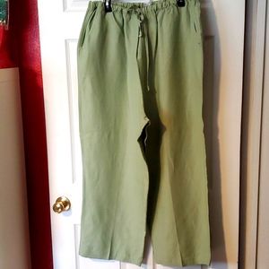 Classic Linen Green Pants, Size 3 X